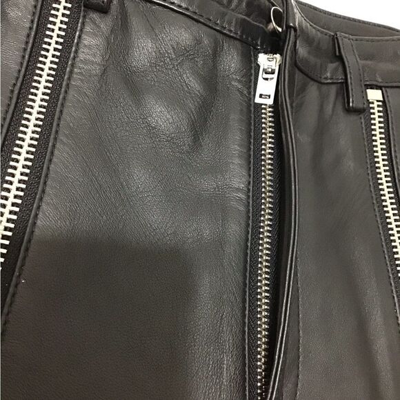 LPA Black Leather High Waist Straight Leg Front Zipper Leg Pants Size XS - Picture 7 of 16